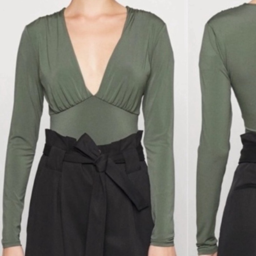 Abercrombie & Fitch Green Deep V Neck  Bodysuit